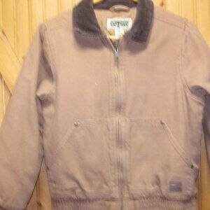 Boys vtg Saf-t-bak canvas brown jacket quilted lined looks like carhartt med boy